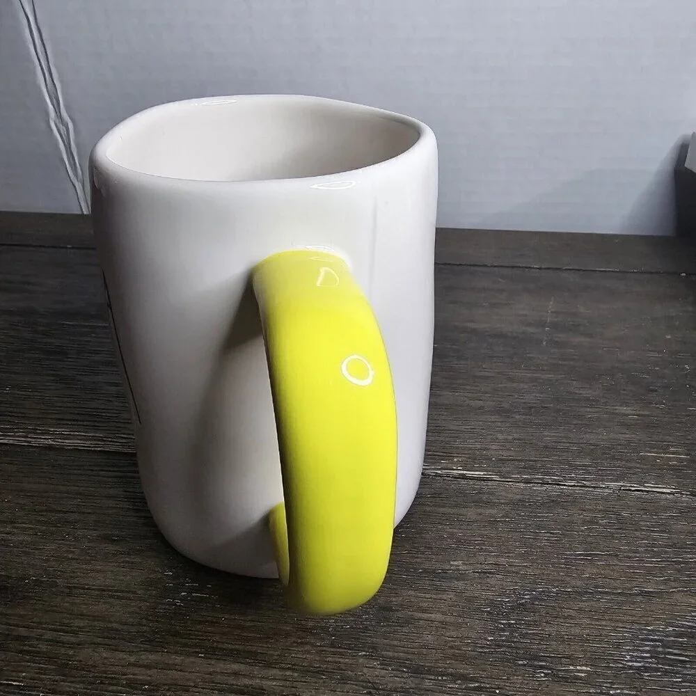 Rae Dunn Artisan Tea Mug Yellow Handle Farmhouse Magenta Basics